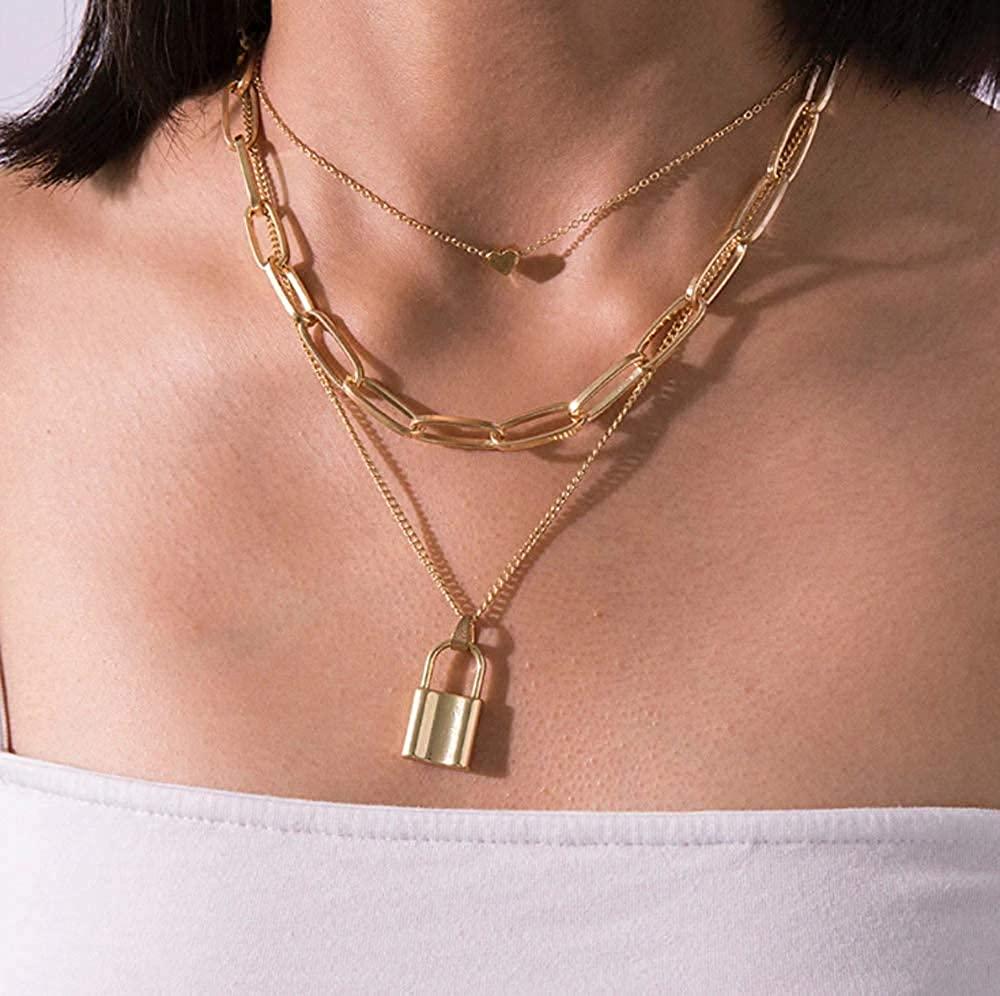 Bold Lock Charm Necklace