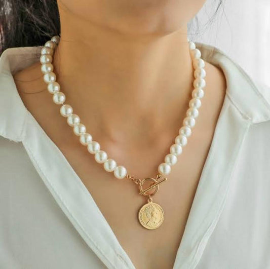 Pearl Coin Necklace For Women