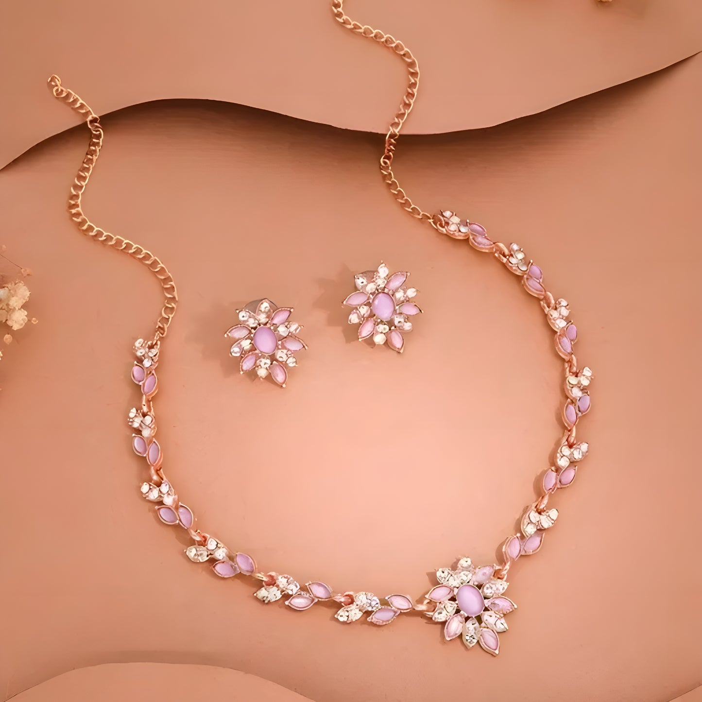 Exclusive Brass Rose Gold Plated Jewel Set.